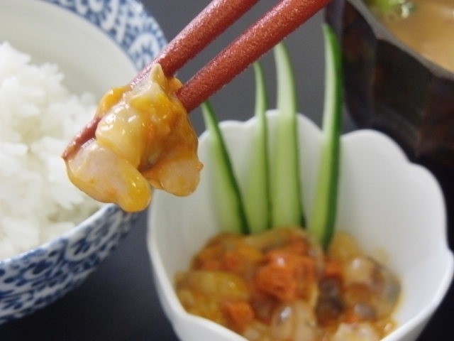 たこのうに和えとごはん